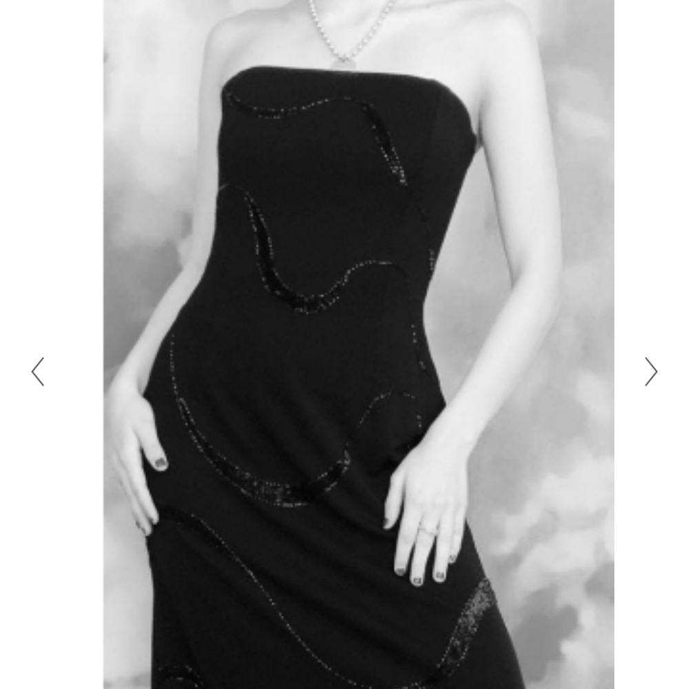Vintage Rimini Black Long Strapless Beaded Evening Gown Size 8